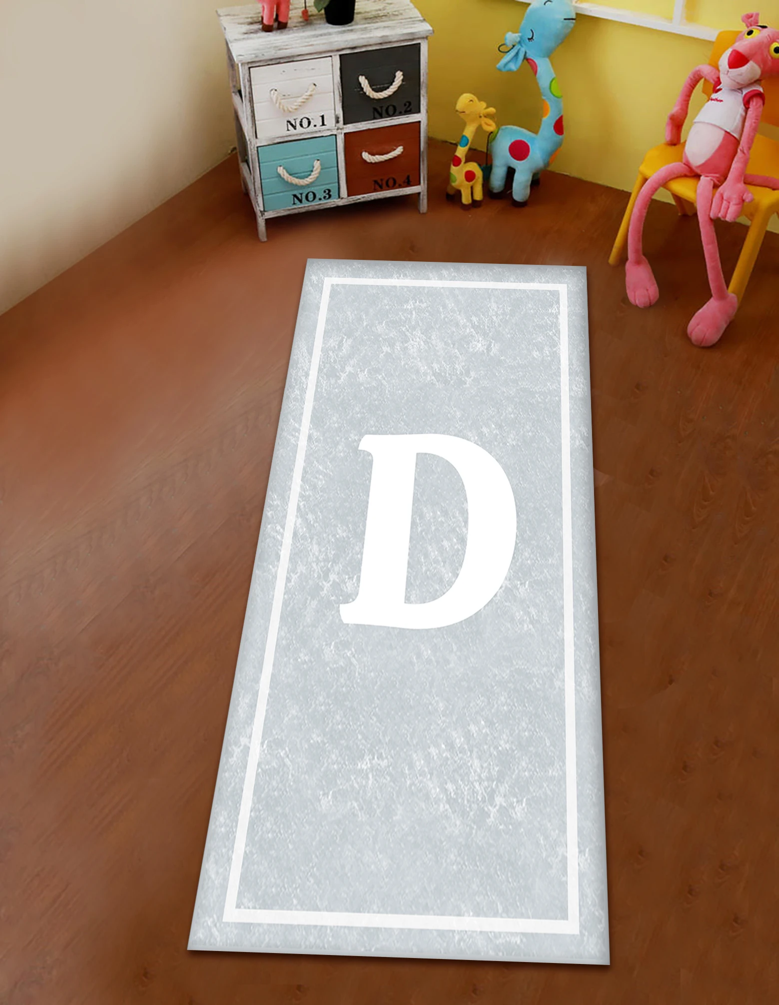 Pelēka balta D burtu rakstu mūsdienu paklāju runner apaļš paklājs, virtuves paklāju bezmaksas piegāde mīksto audu guļamistaba, dzīvojamā istaba Attēls 2