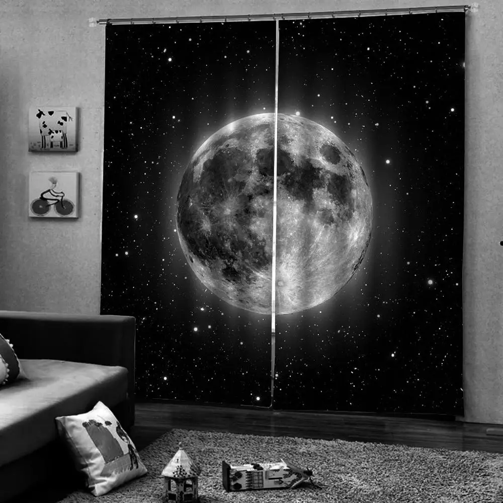 Pielāgot apdare aizkaru dzīvo jamo istabu aizkari, mājas dekoru Planētas blackout foto aizkari 2019 Stils Attēls 4