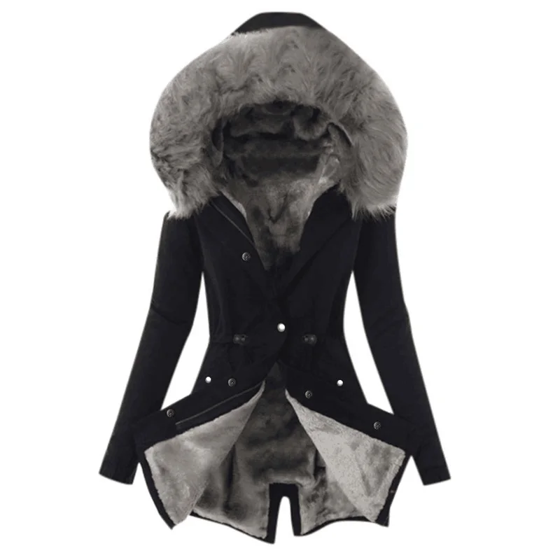 Plus Lieluma Outwear Sieviešu Modes Faux Fur Coat Plus Lieluma Dāmas Kažokādas Oderi, Kapuci Sieviešu Mēteli Ziemas Silta Jaka Attēls 5