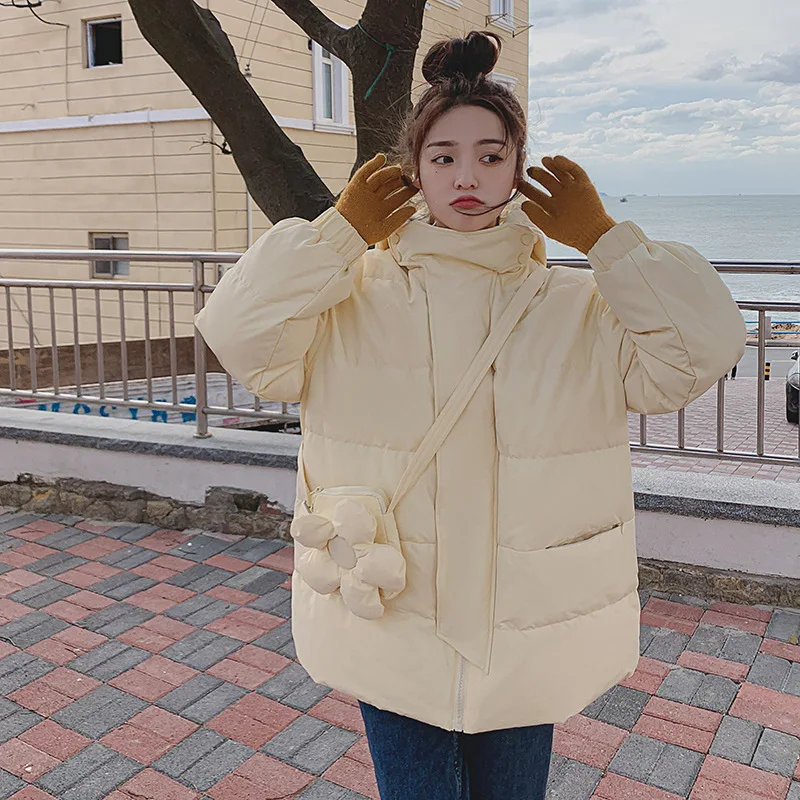 Polsterēta jaka sieviešu mazs korejiešu versija īss maizes uzvalks ziemas zaudēt kapuci kokvilnas-polsterēta jaka silts mētelis Attēls 2