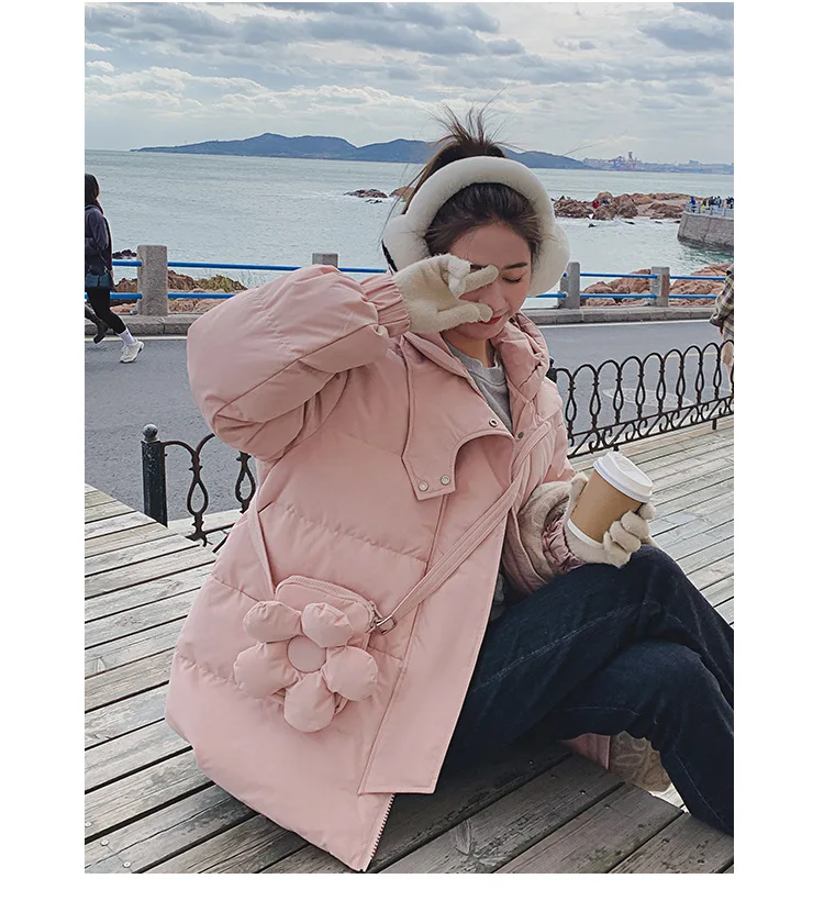 Polsterēta jaka sieviešu mazs korejiešu versija īss maizes uzvalks ziemas zaudēt kapuci kokvilnas-polsterēta jaka silts mētelis Attēls 3