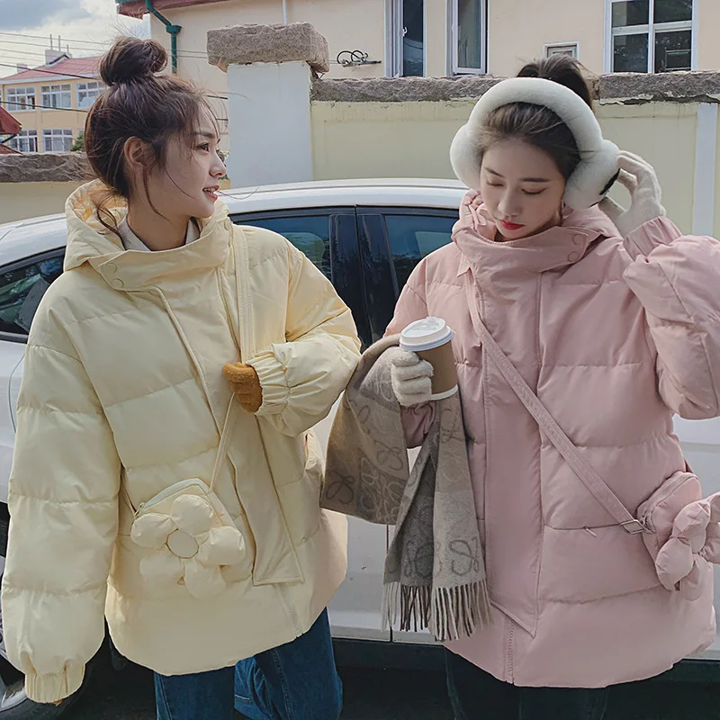 Polsterēta jaka sieviešu mazs korejiešu versija īss maizes uzvalks ziemas zaudēt kapuci kokvilnas-polsterēta jaka silts mētelis Attēls 5