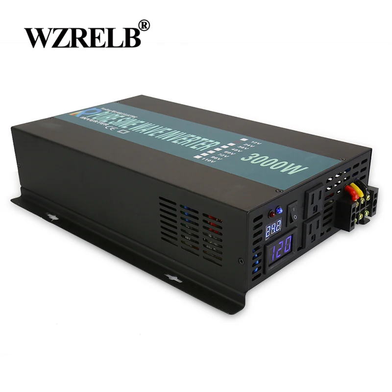 Pure Sine Wave Inverter Jauda 3000W 24V uz 220V Saules Paneļu Inverter Ģenerators Akumulatoru Pārveidotājs 12V/48V DC uz 120V/230V/240V AC Attēls 1