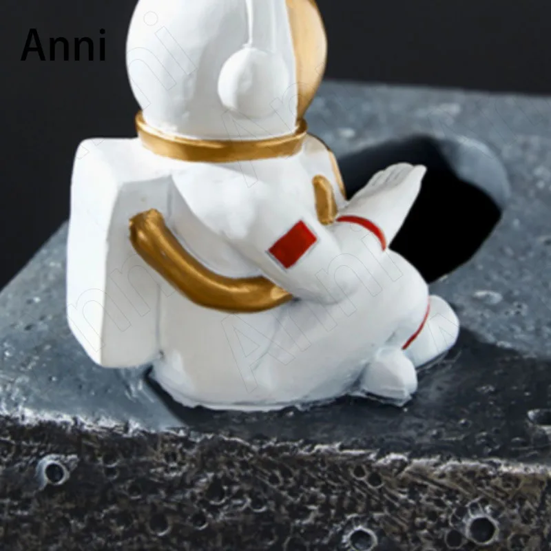 Radošuma Astronauts Sveķu Audu Kasti Ziemeļvalstu Spaceman Sūkņu Papīra Uzglabāšanas Kastes Mēness Virsmas Dekoratīvi Dzīvojamā Istaba Dekori Attēls 1