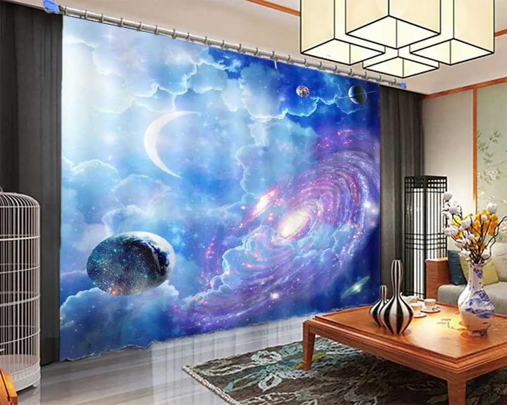 Rideaux virtuvi Zvaigžņotām debesīm luksusa eiropas aizkari Dzīvojamā istaba guļamistaba vorhang schlafzimmer blackout Attēls 2
