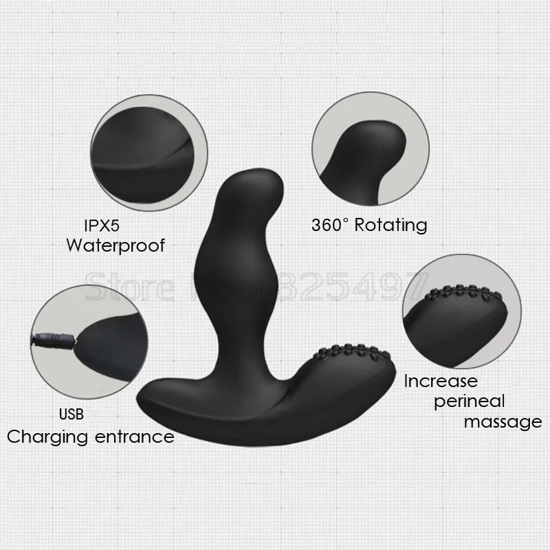 Rotācijas 16 Režīms Vibrācijas Vīriešu Prostatas Massager G-Spot Stimulēt Vibrators Butt Kontaktspraudņi Anālās Seksa Rotaļlietas Masturbator Vīriešiem Sievietēm Attēls 4