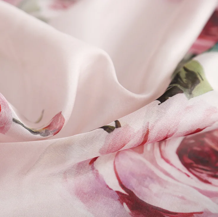 Rožu iespiesti poliestera auduma digitālā druka krekls, kleita auduma metru pidžamu šalle roku darbs DIY auduma, audumu vairumtirdzniecība Attēls 5