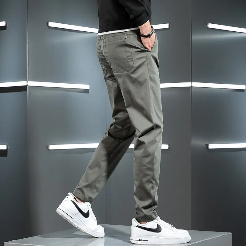 Rudenī Jaunu Gadījuma Uzvalku Bikses Vīriešu Korejiešu Stilā, Biznesa Slim Fit Bikses Attēls 5
