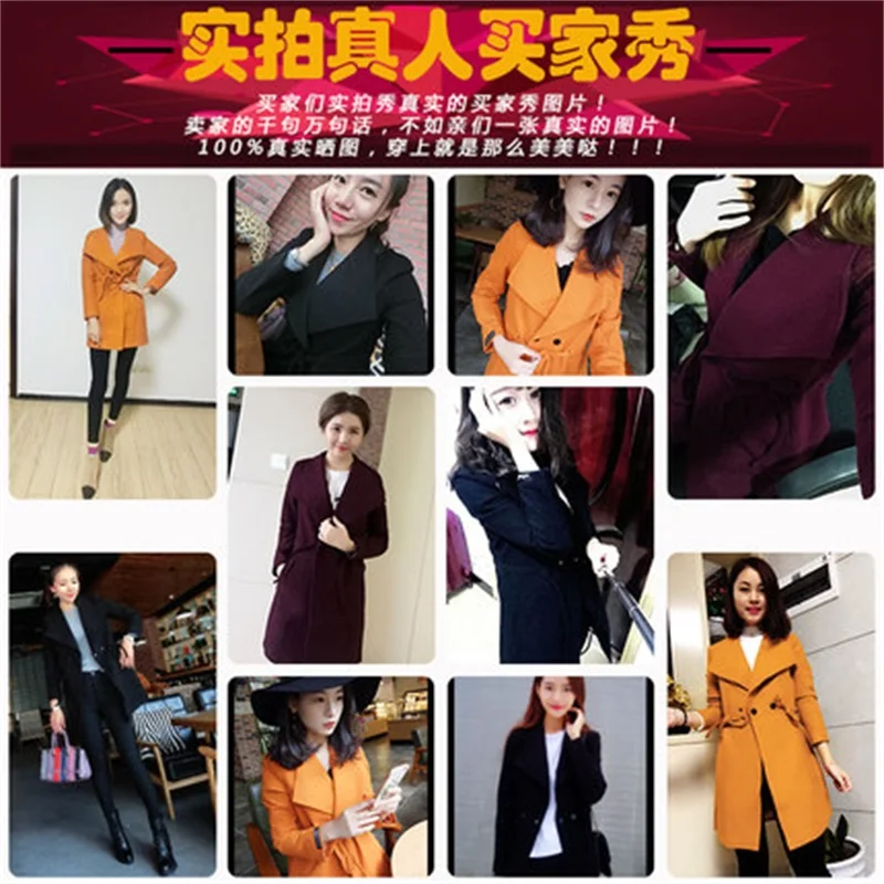 Rudenī un ziemā, jaunā modes tendence sieviešu pure color long sadaļā vilnas jaka, mētelis sabiezējums mētelis TB7812 Attēls 2