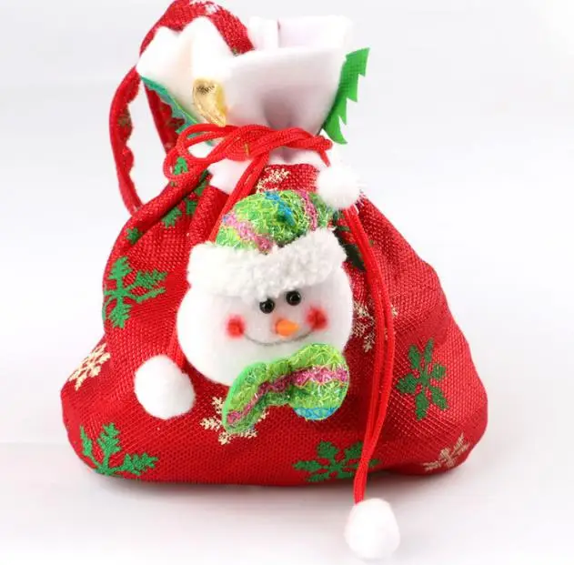 Santa Claus, Sniegavīrs Auduma Ziemassvētku Dāvanu Konfektes Ārstēt Somas Kabata Segtu Ziemassvētku Rotājums Mājās Ziemassvētki Grupa Krājumi Attēls 3