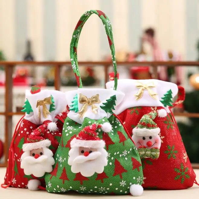 Santa Claus, Sniegavīrs Auduma Ziemassvētku Dāvanu Konfektes Ārstēt Somas Kabata Segtu Ziemassvētku Rotājums Mājās Ziemassvētki Grupa Krājumi Attēls 4
