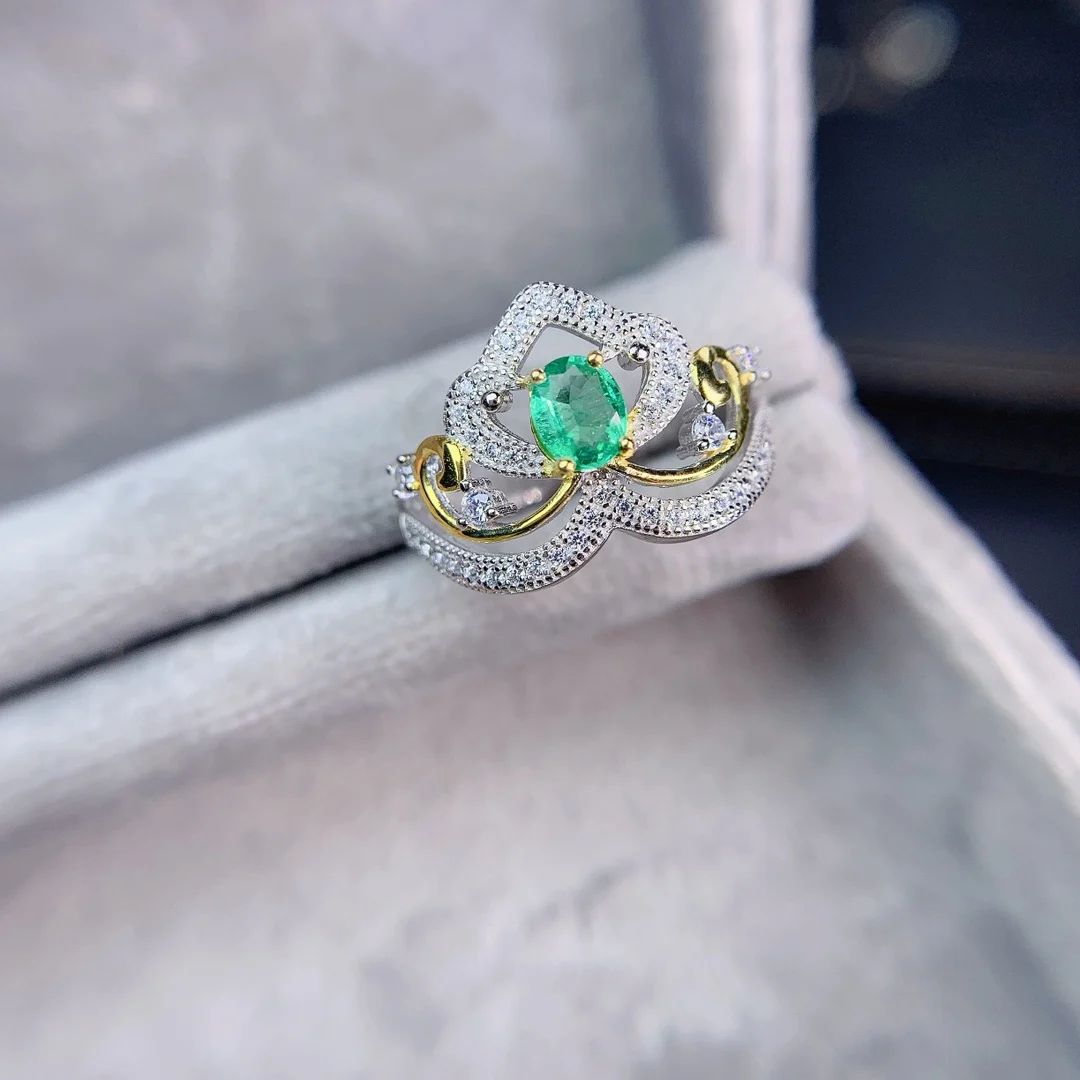 SHILOVEM 925 sterling sudraba nekustamā Dabas Emerald gredzeni classic fine Rotaslietas jaunu kāzu vairumtirdzniecības dāvanu 4*5mm jcj04055552agml Attēls 4