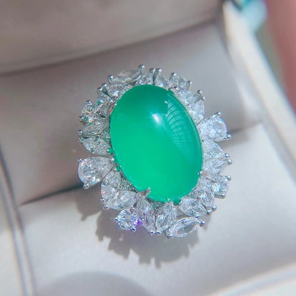 Shipei Vintage 925 Sterling Sudraba Ovāls Emerald Izveidota Moissanite Jade Dārgakmens Gredzenu/Kulons/Kaklarota Noteikt Vairumtirdzniecības Rotaslietas Attēls 1