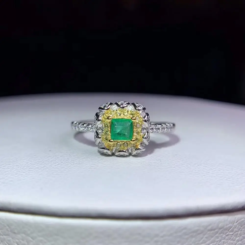 Sieviešu gredzenu zaļo gem sudraba gredzens smaragds gredzenu dabas gem zelta pārklājumu puse saderināšanās gredzenu dāvanu 925 sterling sudraba Attēls 3