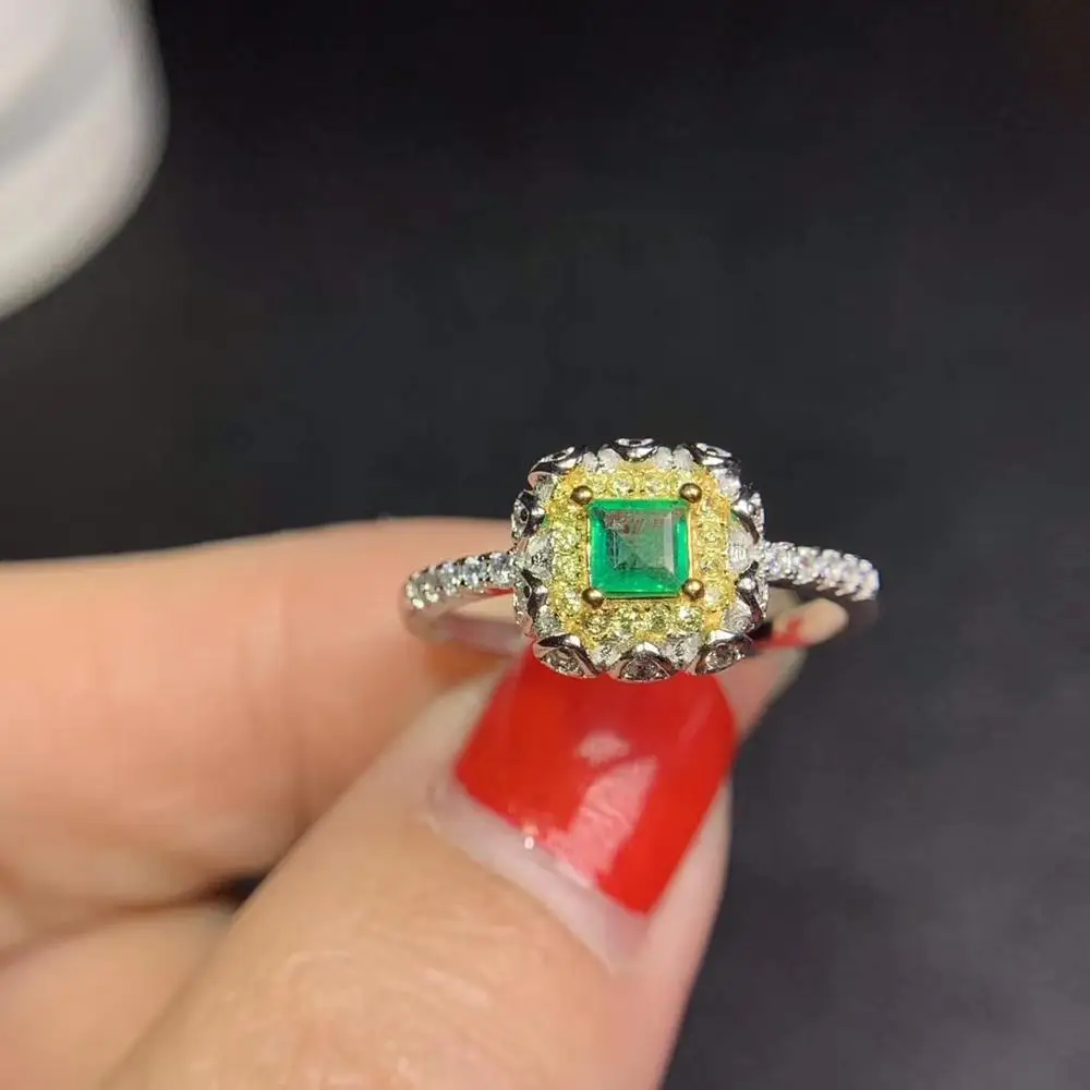 Sieviešu gredzenu zaļo gem sudraba gredzens smaragds gredzenu dabas gem zelta pārklājumu puse saderināšanās gredzenu dāvanu 925 sterling sudraba Attēls 4