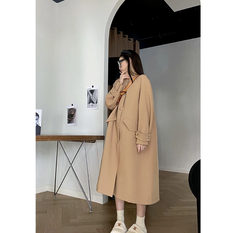 Sieviešu Mētelis Modes Ilgi Jakas Vējjaka Korejiešu Stilā, Sieviešu Rudens Ir 2021. Jaunu Produktu Jaciņa Kokvilnas Visu Maču Uzrakt Mētelis Attēls 1