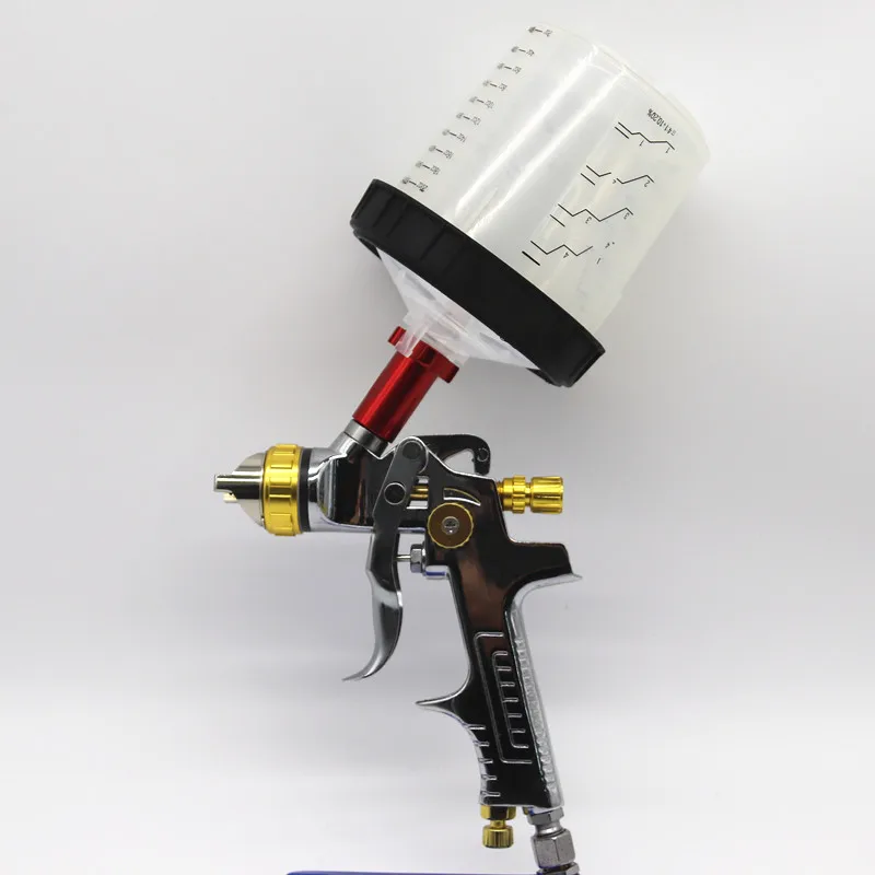 Smidzināšanas pistole ar adapteri un tvertnes HVLP smidzinātāju, Auto Barības Krāsas smidzinātāju 1.3/1.4/1.7 mm sprauslu szie auto krāsas pulverizatoru Attēls 3