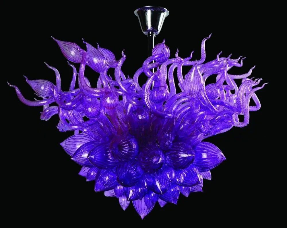 Stils Violeta Stikla Mākslas Lustra LED Gaismas Avots, kas Mūsdienu Puses Pūstā Stikla Lustras Gaismas Attēls 1