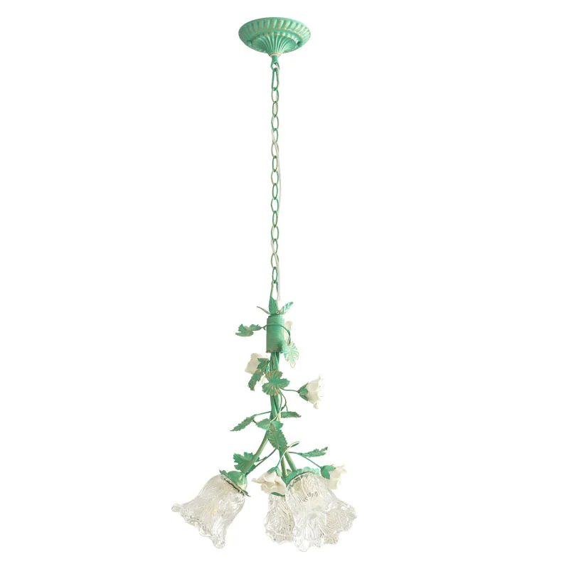 Svaigi mazie Amerikāņu dārza lustra guļamistabas lampa čuguna mākslas lampas stikla pārsegs keramikas ziedu restorāns dekoratīvās Lustra Attēls 3