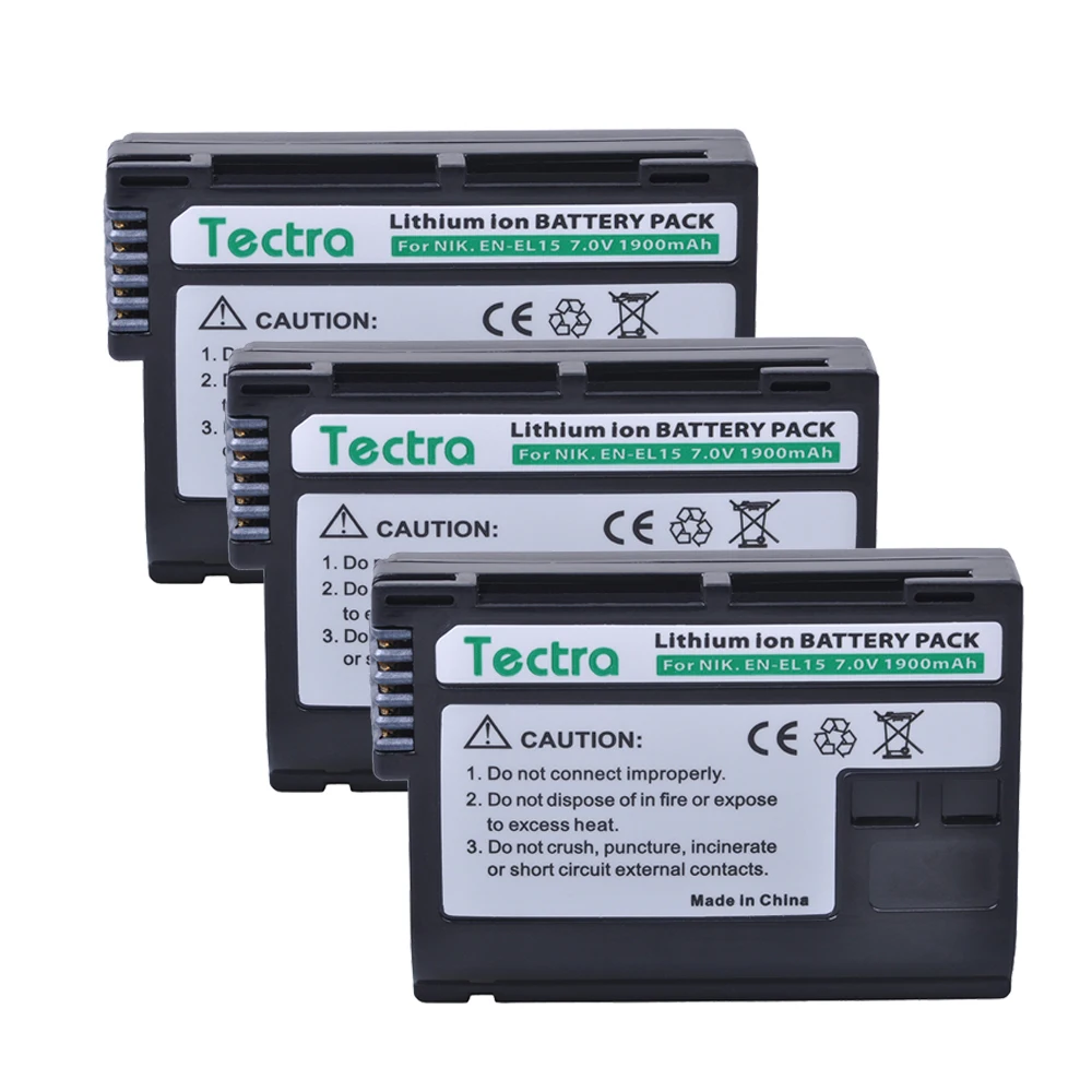 Tectra 3Pcs EN-EL15 ENEL15 Bateria + Dual USB Lādētājs+AC Adapter Nikon D600 D610 D600E D800 D800E D810 D7000 D7100 V1 MH-25 Attēls 4