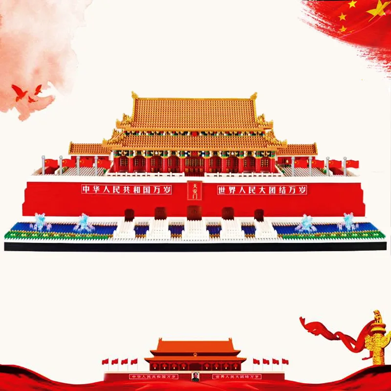 Tian'anmen Pults Celtniecības Bloki Ķīniešu Arhitektūras Beijin Imperatora Pils Modelis Mikro Dimanta Bloku Rotaļlietas Bērniem YZ100 Attēls 1