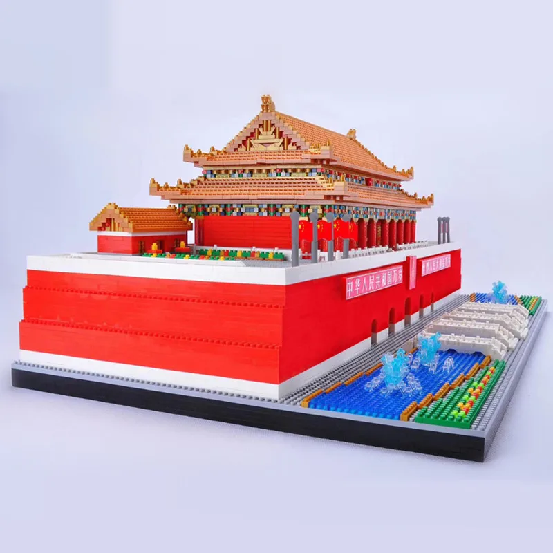 Tian'anmen Pults Celtniecības Bloki Ķīniešu Arhitektūras Beijin Imperatora Pils Modelis Mikro Dimanta Bloku Rotaļlietas Bērniem YZ100 Attēls 5