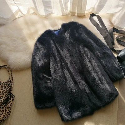 Tops zīmolu Augstas klases Jaunā Stila Sieviešu Modes Faux Fur Coat S54 augstas kvalitātes Attēls 2