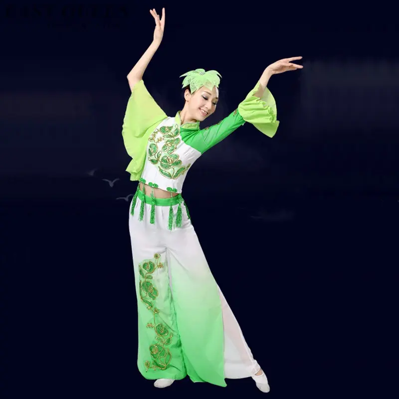 Tradicionālā Ķīniešu tautas deju tērpu sievietēm, Ķīniešu dejas apģērbu skatuves sniegumu deju kostīmu DD319 F Attēls 3