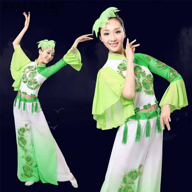Tradicionālā Ķīniešu tautas deju tērpu sievietēm, Ķīniešu dejas apģērbu skatuves sniegumu deju kostīmu DD319 F Attēls 4