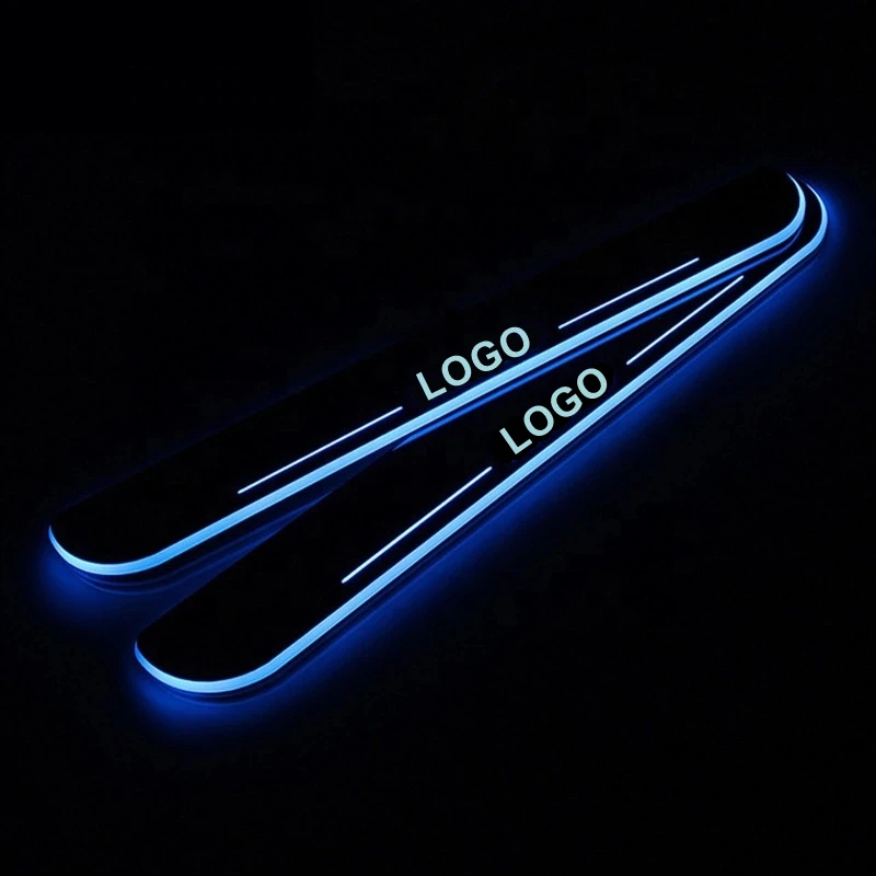 USB Strāvas Moving LED Laipni Pedāli Auto Pretnodiluma Plāksnes Pedāli, Durvis, Palodzes Ceļš, Gaisma, Lai BMW Benz Par Teslas 