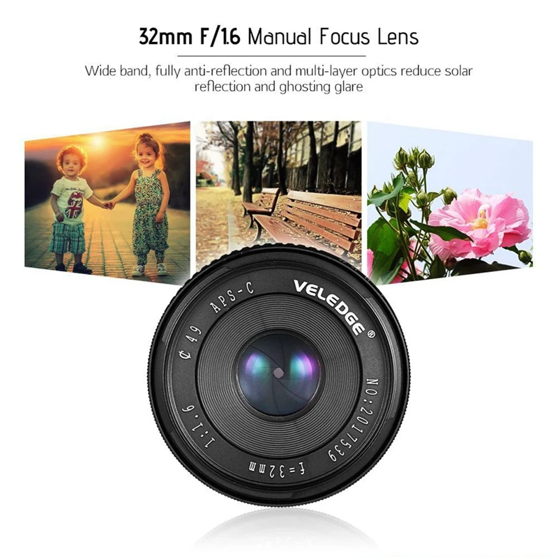VELEDGE Kameras Objektīvs 32Mm F/1.6 Manuālais Fokuss Prime Objektīvu Asu Augstas Diafragmas atvērumu, Sony A6000 A6300 A6500 NEX 5 6 7 C Attēls 4