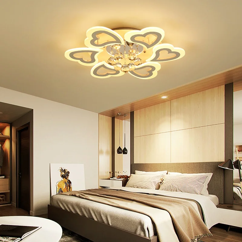 Vienkārši moderns griestu lampas kristāla lampas mīlestības forma hotel apgaismojums restorāns guļamistaba led griestu lustras gaismas AC 90-265V Attēls 1