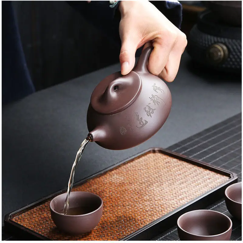 Violetā māla pods ir tikai un vienīgi roku darbs. Tas ir autentisks Xishi pot. Kung Fu tējas komplektu. Tā ir maza sadzīves tējkanna Attēls 1