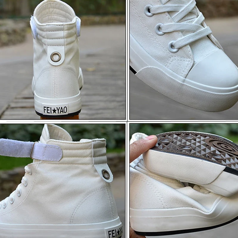 Vīriešiem kurpes Augstums Baltas audekla kurpes 2021. gada vasarā jaunu Vīriešu modes Elpojošs neslīdoša valkāt resitant Komfortu Gaismas Ikdienas apavi Attēls 2