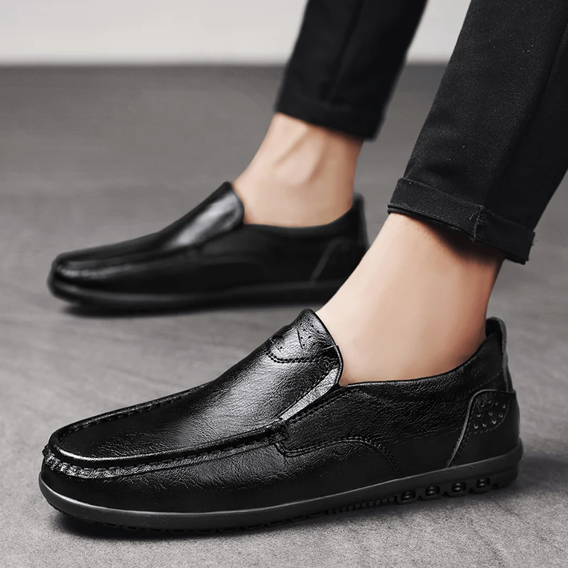Vīriešu ikdienas ādas apavi ikdienas formālu gadījumos valkāt āra braukšanas neslīdoša Kopums kājām vīriešu ādas kurpes Attēls 5