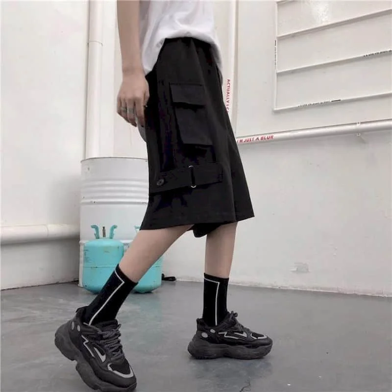 Vīriešu, sieviešu Kravas šorti korejiešu studenti zaudēt vasaras plaša kāju ikdienas īsās bikses Retro punk stila Streetwear unisex hip hop Attēls 1