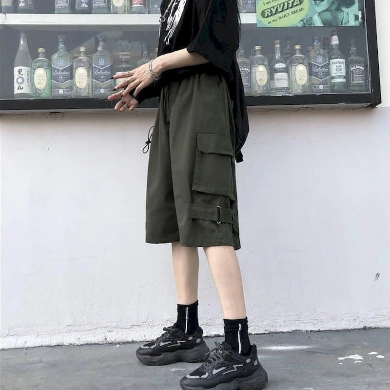 Vīriešu, sieviešu Kravas šorti korejiešu studenti zaudēt vasaras plaša kāju ikdienas īsās bikses Retro punk stila Streetwear unisex hip hop Attēls 3
