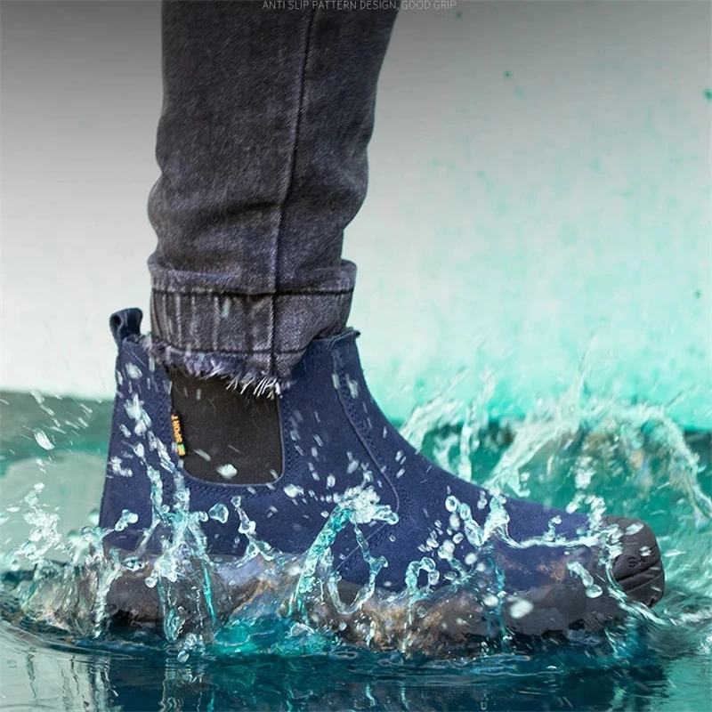 Vīriešu āra būvniecības aizsargapavi neslīdoša ūdensnecaurlaidīga kājām lightweightindestructiblewear-resistantsafetyshoes Attēls 1