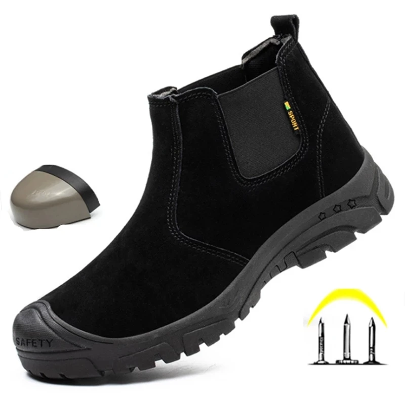 Vīriešu āra būvniecības aizsargapavi neslīdoša ūdensnecaurlaidīga kājām lightweightindestructiblewear-resistantsafetyshoes Attēls 3