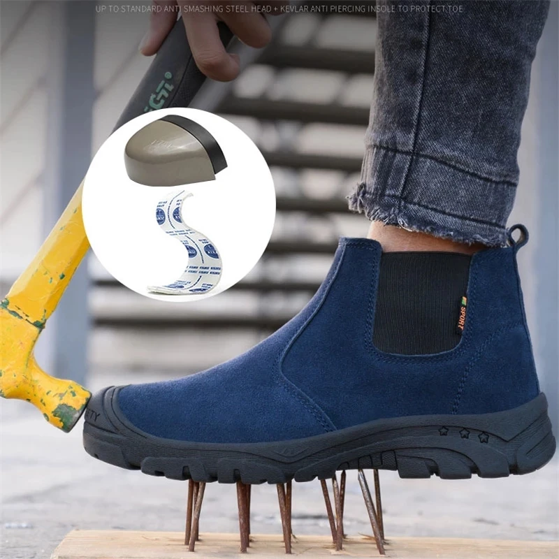 Vīriešu āra būvniecības aizsargapavi neslīdoša ūdensnecaurlaidīga kājām lightweightindestructiblewear-resistantsafetyshoes Attēls 5