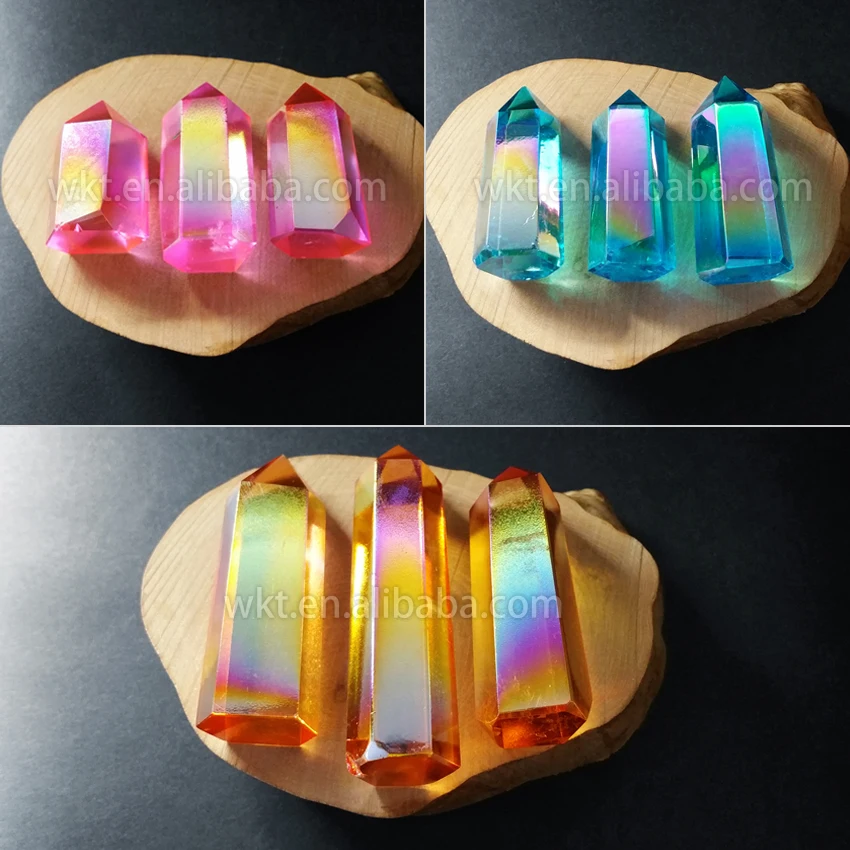 WT-G151 Multicolor aura kvarca akmens modes karstā pārdošanas sajauc krāsu garu kvarca akmens rotaslietu izgatavošana ar krāsu electroplated Attēls 5