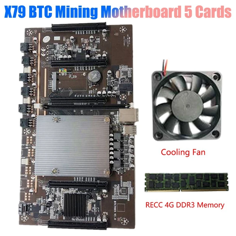 X79 H61 BTC Ieguves Mātesplati LGA 2011 60Mm Piķis Ar RECC 4G DDR3 RAM+Dzesēšanas Ventilators BTC Miner Grafikas Karte Attēls 3