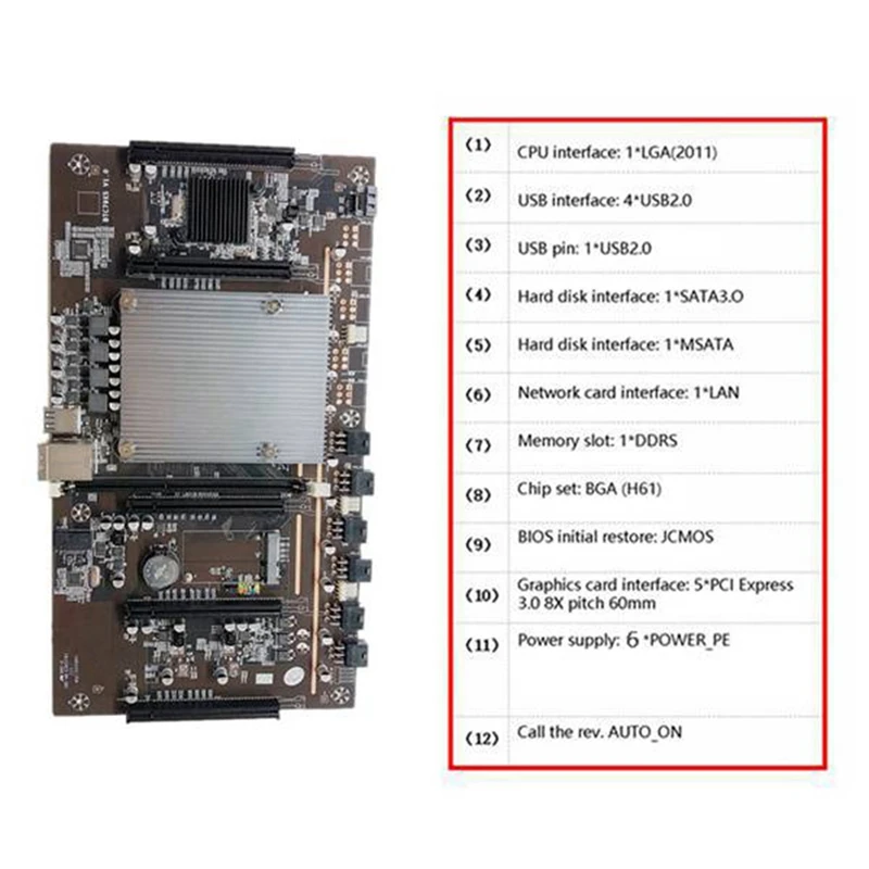 X79 H61 BTC Ieguves Mātesplati LGA 2011 60Mm Piķis Ar RECC 4G DDR3 RAM+Dzesēšanas Ventilators BTC Miner Grafikas Karte Attēls 5