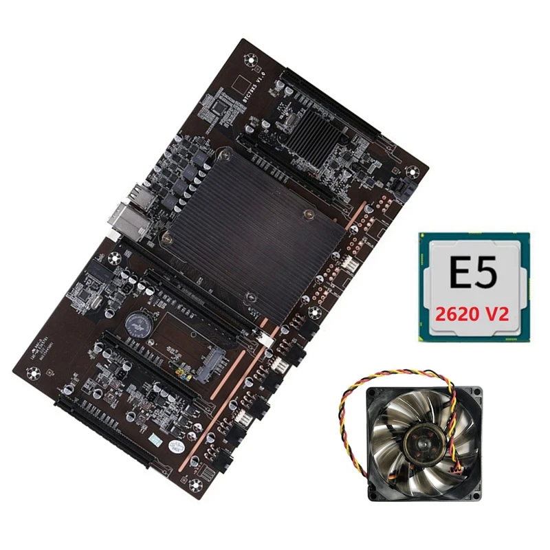 X79 H61 BTC Miner Mātesplati LGA 2011 DDR3 Atbalstu 3060 3070 3080 Grafikas Karte ar E5 2620 V2 CPU un Dzesēšanas Ventilatoru Attēls 2