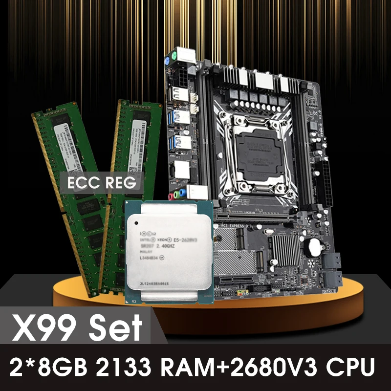 X99 Mātesplati, kas Ar Xeon E5 2680 V3 LGA2011-3 CPU 2gab X 8GB = 16GB DDR4 Atmiņas REG ECC RAM Attēls 2
