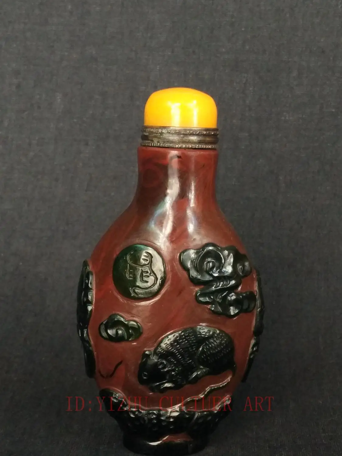 YIZHU CULTUER MĀKSLAS Kolekcija Ķīna Antīko Glazūru Roku Griešanai ox bat pelēm lauva Šņaucamā tabaka Pudele Attēls 4