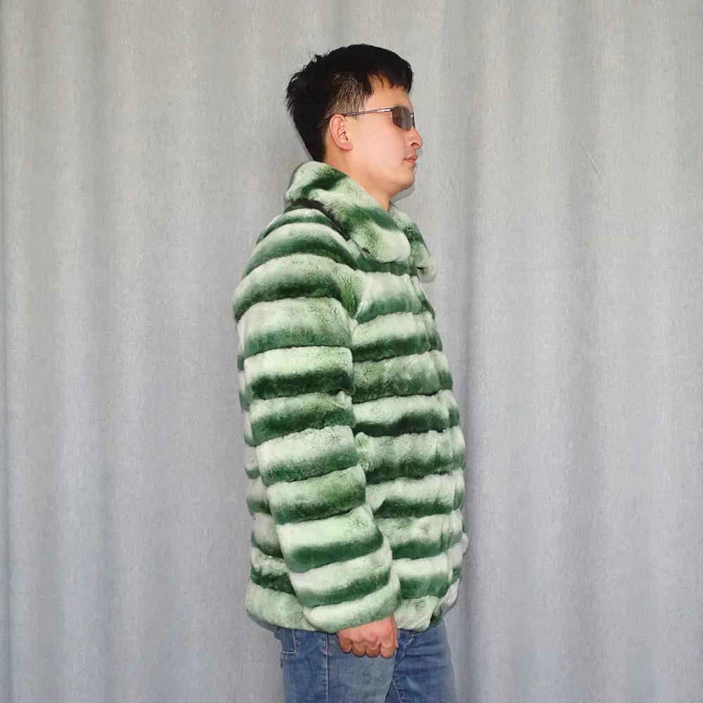 Zaļā kažokādas jaka Dabīgās kažokādas, Real Rex trušu kažokādas mētelis Attēls 1