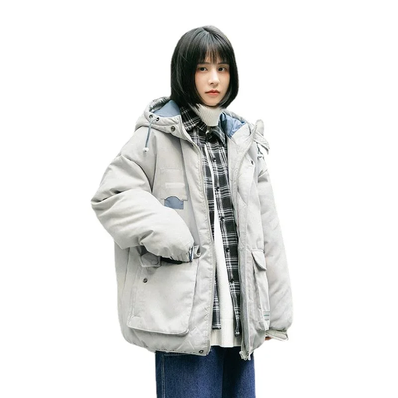 Ziemas jaka sievietēm jaunu korejiešu stilā zaudēt studentu maize uzvalks instrumenti vatēta jaka Attēls 3