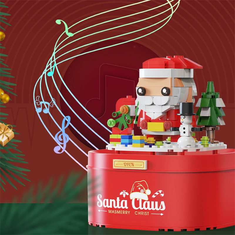 Ziemassvētku Konfektes Mājas Santa Claus, Sniegavīrs Celtniecības Bloki DIY Saliktas Rotaļlietas Peldošās Snow Light Music Box Bērniem Apdare Dāvanu Attēls 3