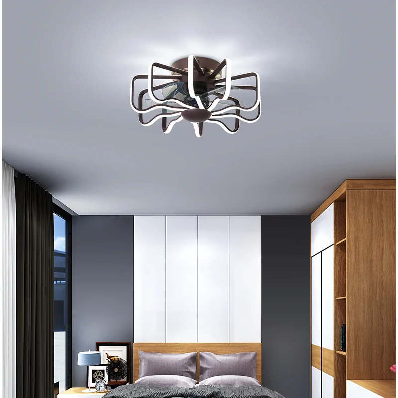 Ziemeļvalstu led guļamistaba ventilators, lampas 110V, 220V guļamistaba ventilators lampa ar tālvadības pulti, augstu spilgtumu LED apgaismojums bezmaksas piegāde Attēls 3